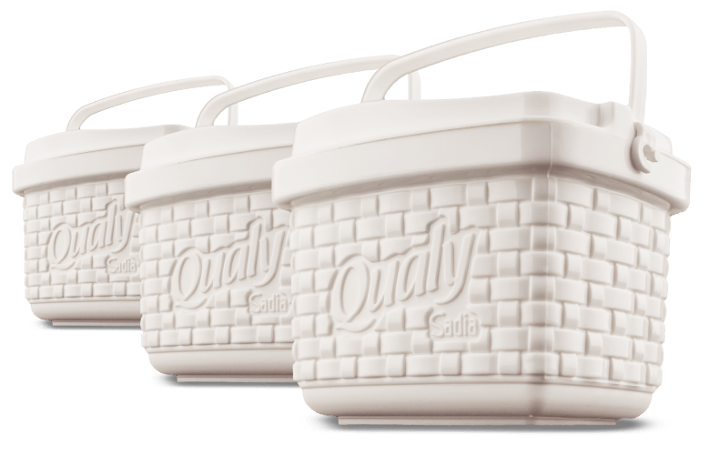 Imagem apresentando uma embalagem branca da Margarina Qualy