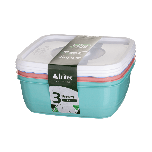 Kit Organizadores Fácil 3 Potes 1,7L