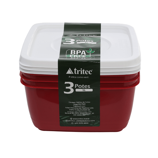 Kit Organizadores Fácil 3 Potes 1L