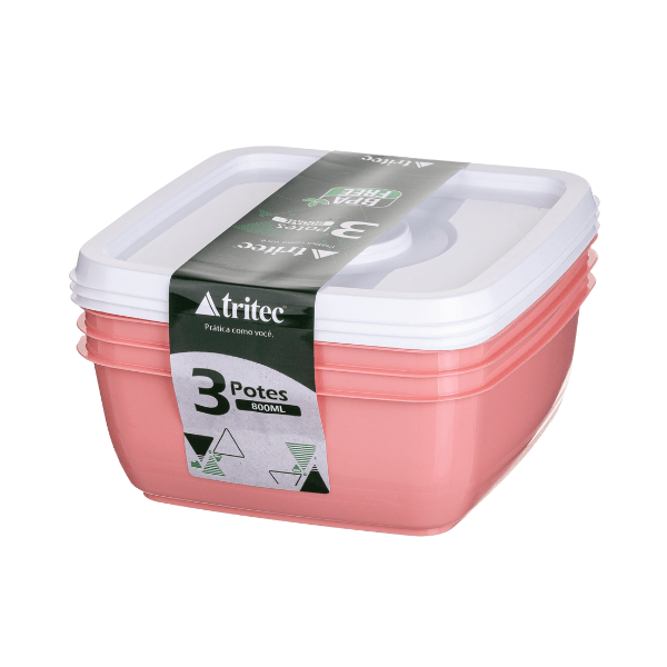 Kit Organizadores Fácil 3 Potes 800ml